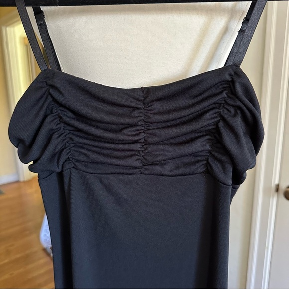 Vintage 90s Y2K La Belle Black Ruched Bust Asymmetrical Hem Slip Dress Size S - Picture 12 of 16